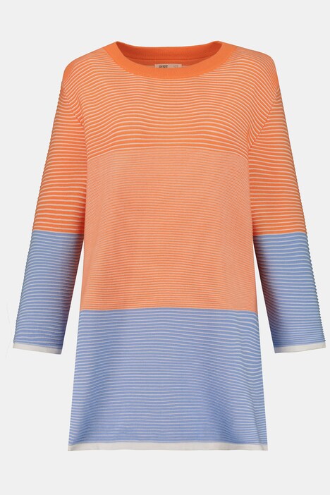 Pullover, Colorblocking-Streifen, 3/4-Arm, Biobaumwolle