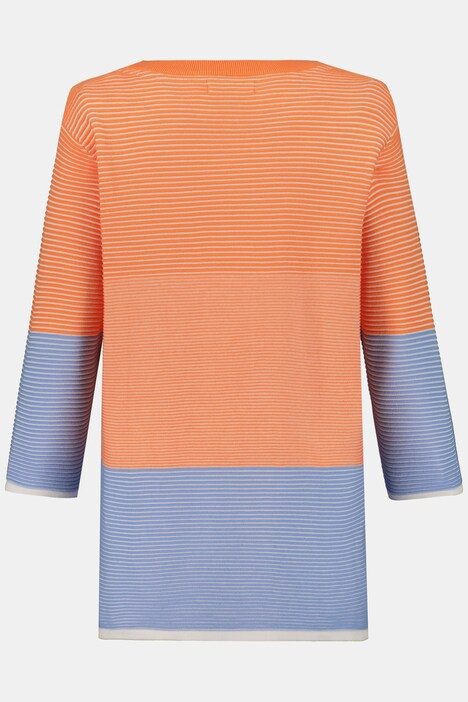 Pullover, Colorblocking-Streifen, 3/4-Arm, Biobaumwolle