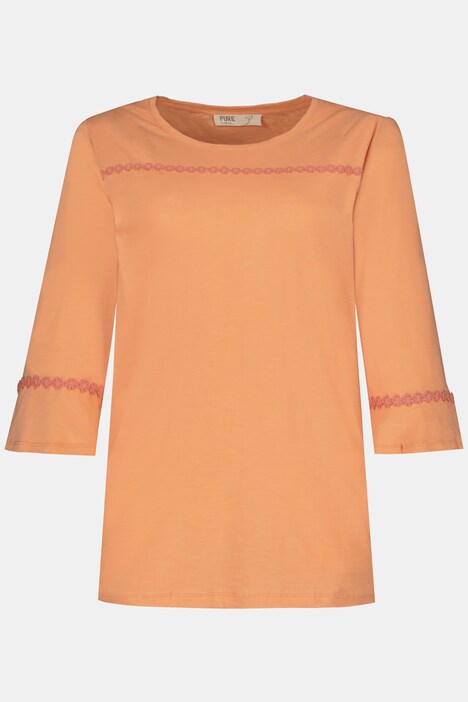 Eco Cotton Lace Accent Flounce Sleeve Tee
