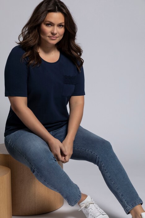 Eco Cotton Lace Pocket Short Sleeve Stretch Tee