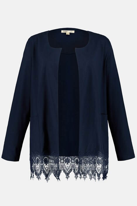 Eco Cotton Lace Hem Long Sleeve Knit Cardigan