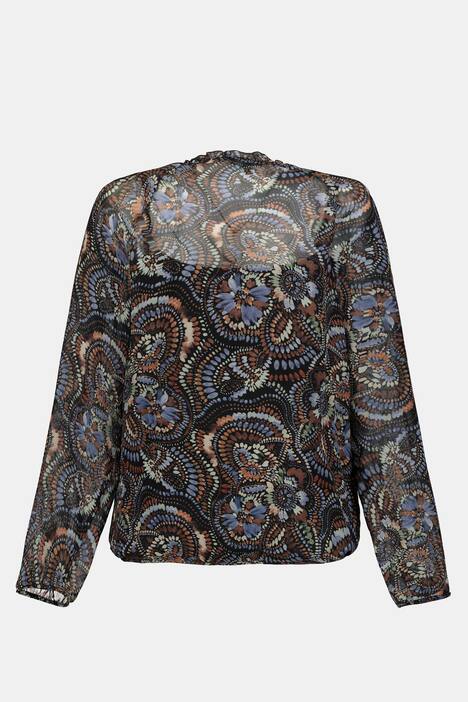 Bluse, doppellagig, Chiffon, blickdichtes Top, Langarm