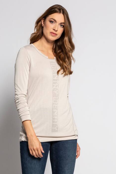 Shirt Identity, Statement-Band, Saumkordel, Langarm