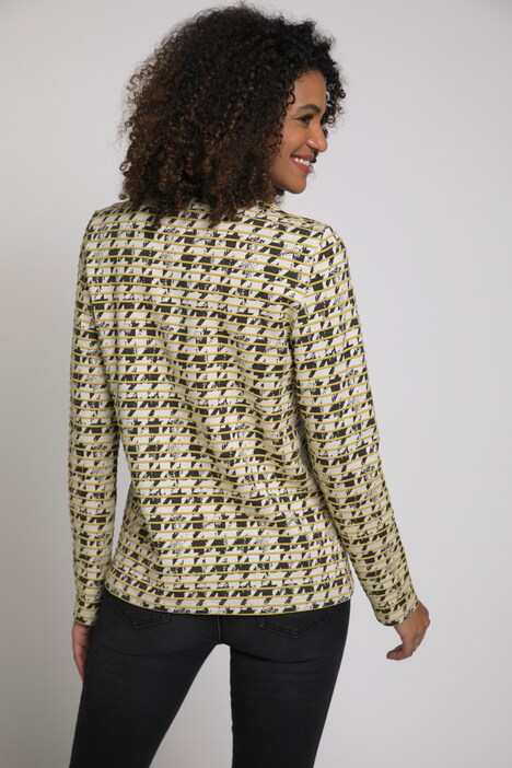 Sweatshirt, Boxy Fit, Stehkragen, Langarm, Karo Muster