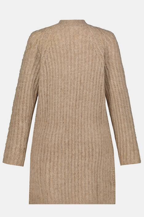 Long-Strickjacke Identity, Grobstrick, offene Form, Langarm