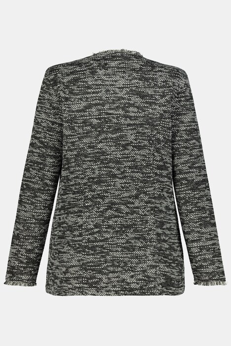 Longjacke, meliert, Rückenband, Fransenkanten, pflegeleicht