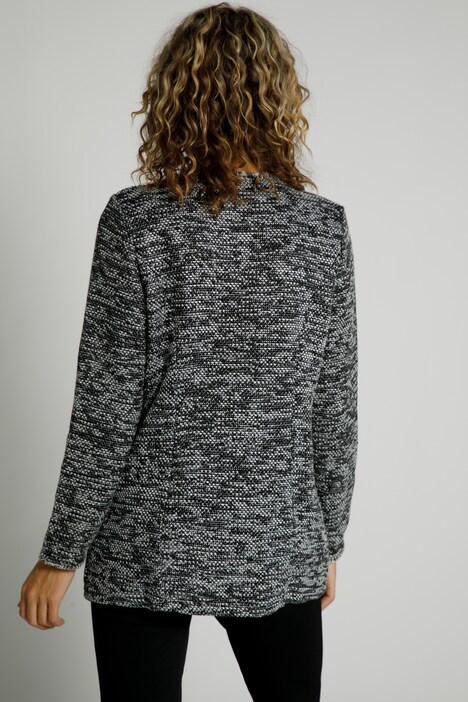 Longjacke, meliert, Rückenband, Fransenkanten, pflegeleicht
