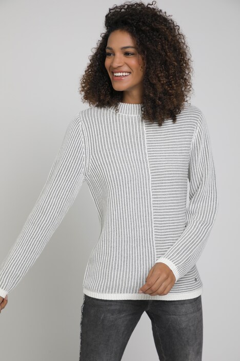 Pullover, Strukturmix, Stehkragen, Langarm