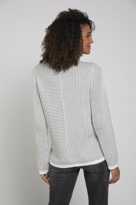 Pullover, Strukturmix, Stehkragen, Langarm