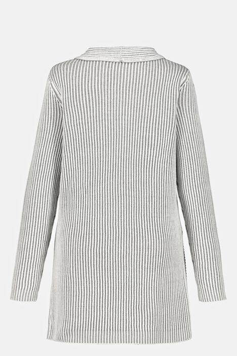 Strickjacke, feine Streifen, längere, offene Form