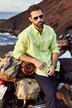 Camisa, manga larga, mezcla de lino, cuello abotonado, Modern Fit