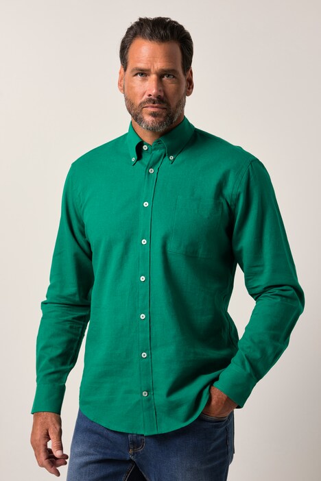 Hemd, Langarm, Leinenmix, Buttondown-Kragen, Modern Fit