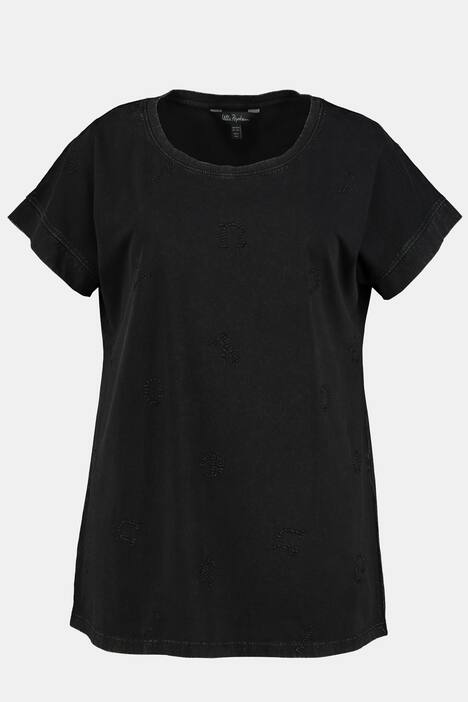 T-Shirt, Buchstaben-Stickerei, Oversized, Halbarm