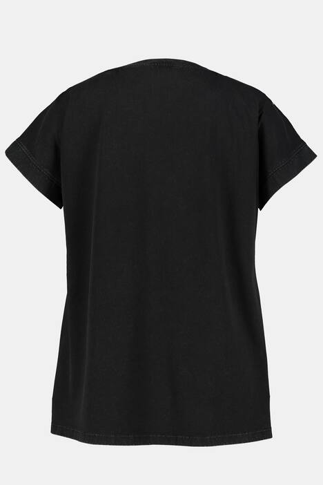 T-Shirt, Buchstaben-Stickerei, Oversized, Halbarm