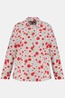 blouse, stippen, goudkleurige knopen, lange mouwen, oprolpatje