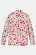 blouse, stippen, goudkleurige knopen, lange mouwen, oprolpatje