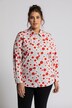 blouse, stippen, goudkleurige knopen, lange mouwen, oprolpatje