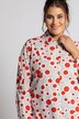 blouse, stippen, goudkleurige knopen, lange mouwen, oprolpatje