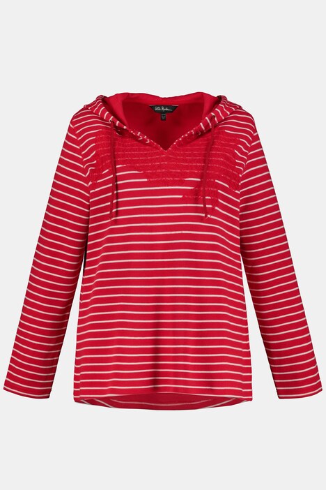 Embroidered Floral Lace Hooded Stripe Sweatshirt