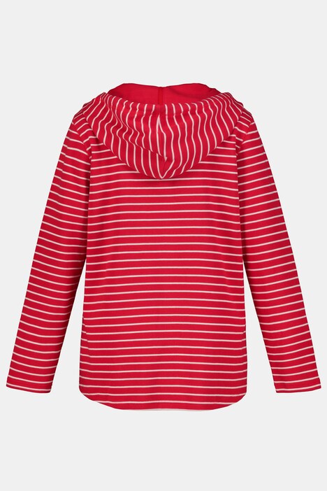 Embroidered Floral Lace Hooded Stripe Sweatshirt