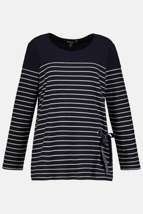 Breton Stripe Grommet Accent Round Neck Sweatshirt
