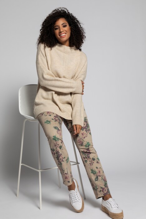 Pullover, Ziernaht, Oversized, Stehkragen, Langarm