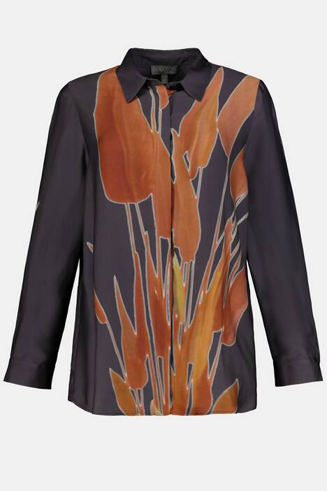 Bluse, Blätterdesign, Viskose, Langarm