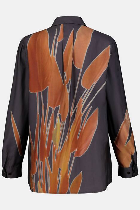 Bluse, Blätterdesign, Viskose, Langarm