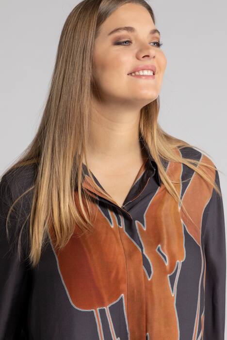 Bluse, Blätterdesign, Viskose, Langarm