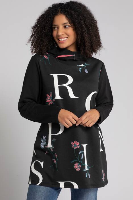 Longsweater, Buchstaben, Blüten, Classic, Langarm