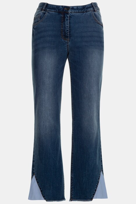 verkürzte Jeans Sammy, Fransensaum, Streifeneinsatz