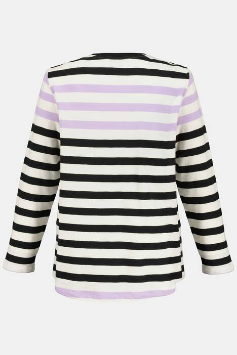 Sweatshirt, Streifen, A-Linie, V-Ausschnitt, Langarm