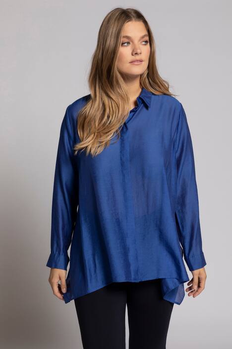 Bluse, Querstreifen, Zipfelsaum, Langarm
