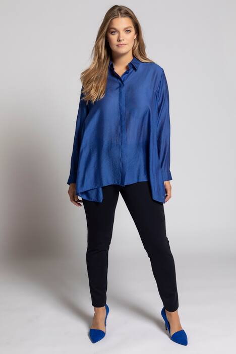 Bluse, Querstreifen, Zipfelsaum, Langarm
