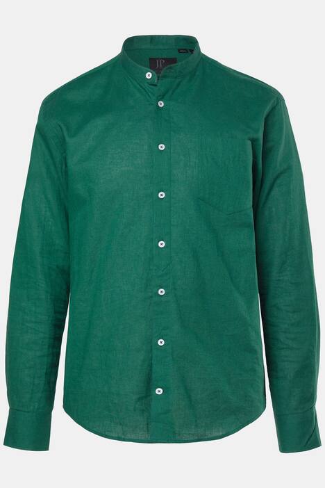 JP1880 Overhemd van een linnenmix, lange mouwen, opstaande kraag, modern fit