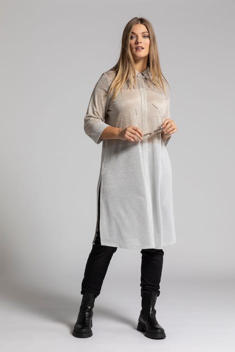 Sparkling Block Stripe Stretch Knit Duster