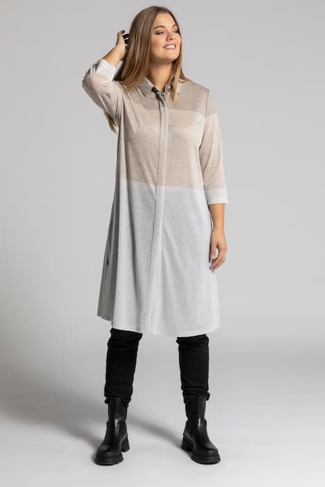Sparkling Block Stripe Stretch Knit Duster