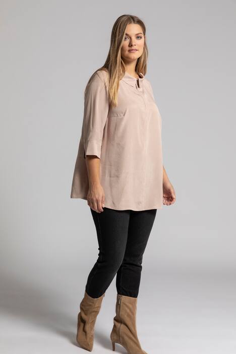 Upstyle Zip Front Lyocell Blend Blouse