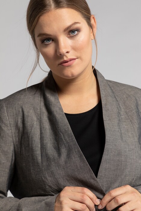 Blazer, Leinen/Lyocell, V-Ausschnitt, Langarm