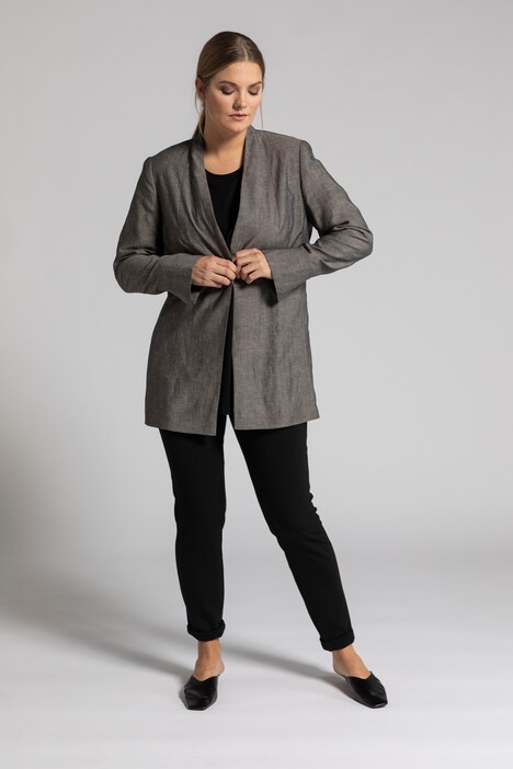 Blazer, Leinen/Lyocell, V-Ausschnitt, Langarm