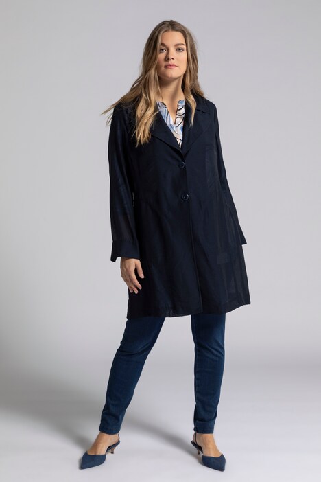 Longblazer, leicht transparent, Reverskragen, Gehschlitz