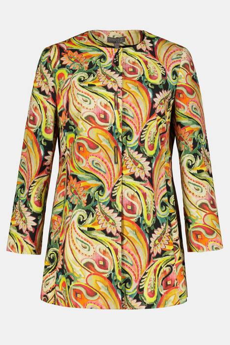 Long-Blazer, Paisley, Druckknöpfe, Langarm