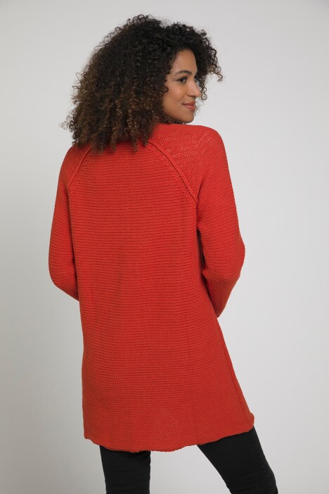 Strickjacke, lange, offene Form, Linksstrick