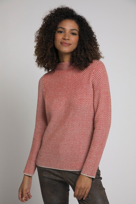 Pullover, Strukturstrick, Oversized, Stehkragen