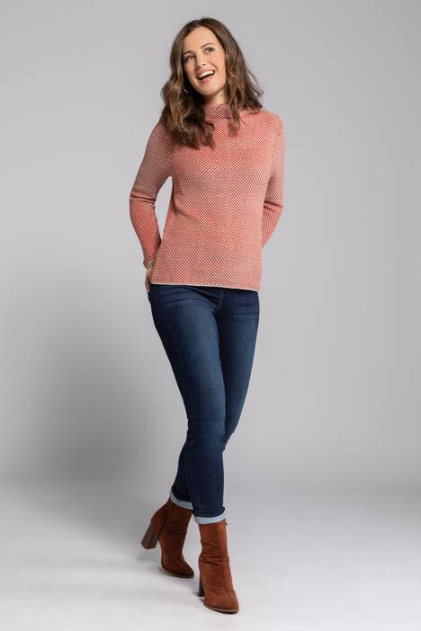 Pullover, Strukturstrick, Oversized, Stehkragen