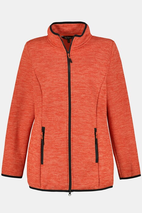 Contrast Trim Sweater Knit Fleece Jacket