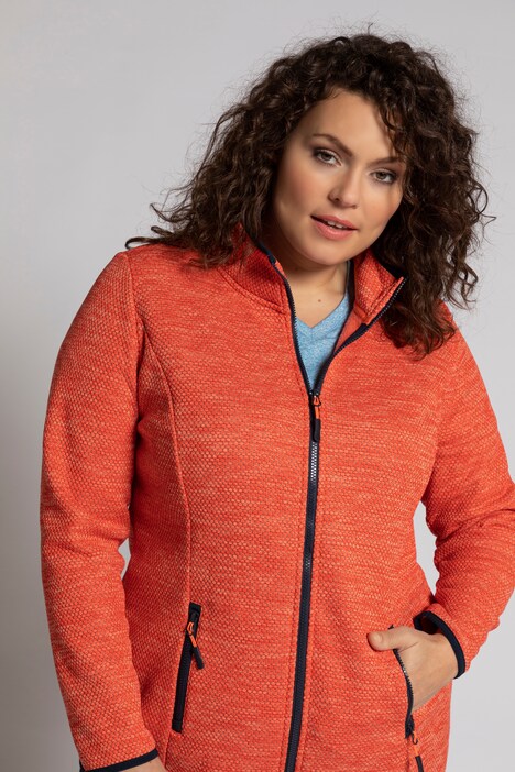 Contrast Trim Sweater Knit Fleece Jacket