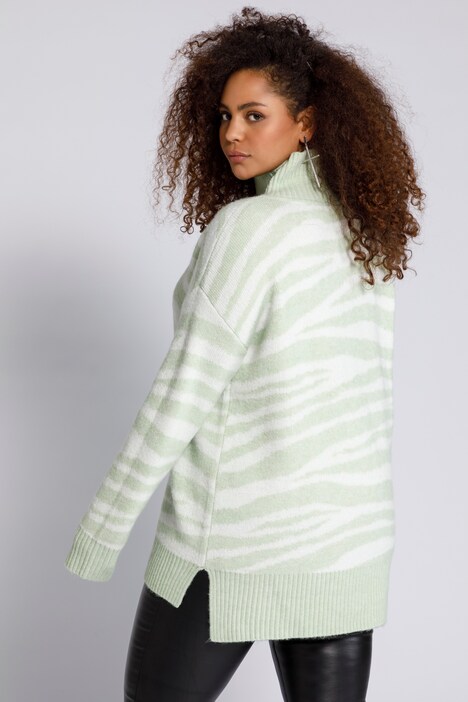 Strickullover, Rundhals, oversized, Langarm, Zebra