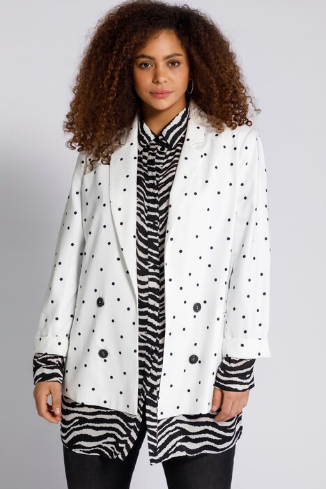 Blazer, dots, open shape with lapel collar, long sleeves