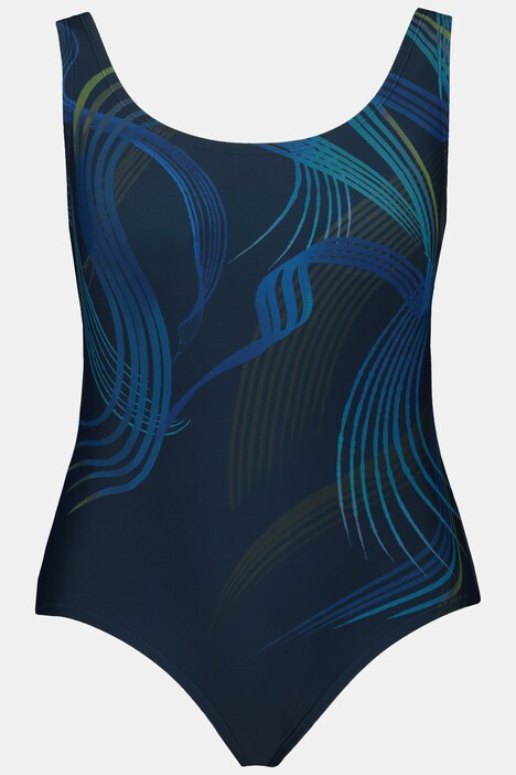 Swirling Ribbon Print Front Lined Swimsuit